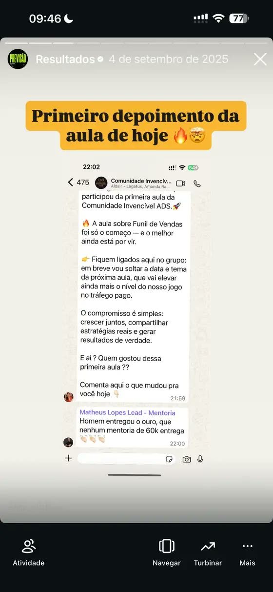 Depoimento sobre a primeira aula da comunidade